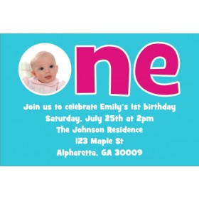 1st (First) Birthday Photo Invitation  - ALL COLORS