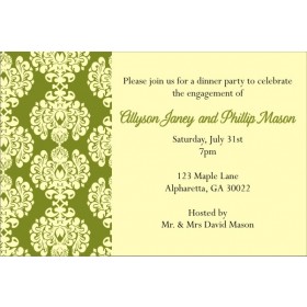 Olive and Cream Damask Invitation