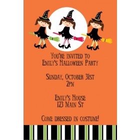 Kid Witch Halloween Party Invitation