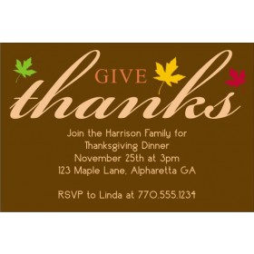 Give Thanks Fall Autumn Thanksgiving Card Invitation