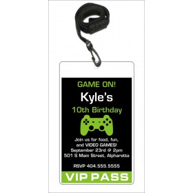 Video Game VIP Pass Invitation with Lanyard - Select Color