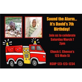 Fire Truck Photo Invitation