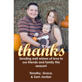 Thankful Script Thanksgiving Fall Autumn Photo Card