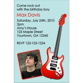 Electric Guitar Photo Invitation 2 - Blue and Red