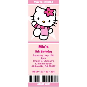 Hello Kitty Ticket Style Invitations (slim style)