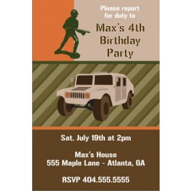 Army Military Humvee Birthday Invitation