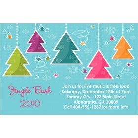 Colorful Trees Christmas Holiday Card Party Invitation