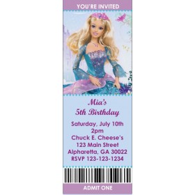 Barbie Princess Ticket Style Invitations (slim style)