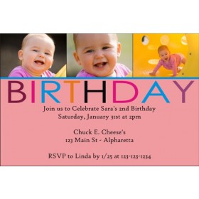 Birthday Photo Invitation (Pink)
