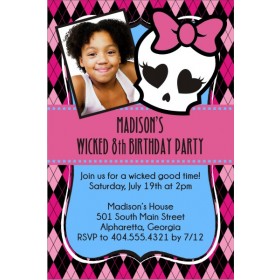 Monster High Inspired Girly Skull Invitation - Photo