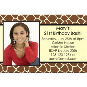 Giraffe Animal Print Photo Invitation (ALL COLORS)