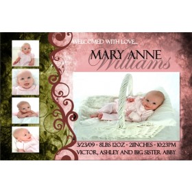 Newborn Baby Birth Announcement 3 (pink)