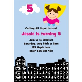 Superhero Birthday Invitation 4 - Girl