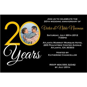 20 Years 20th Wedding Anniversary Photo Invitation