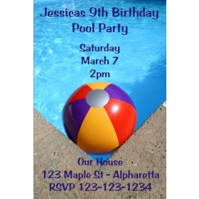 Pool Party Invitations - Beach Ball