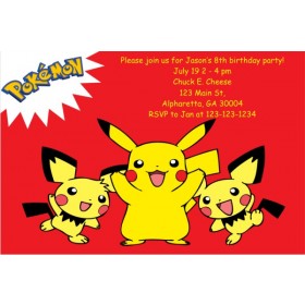 Pokemon Invitations - Pikachu Red