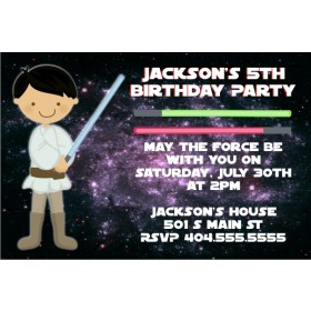 Star Wars Inspired Jedi Invitation -Dark Hair