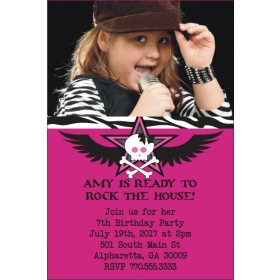 Rock Star Photo Invitation - Pink