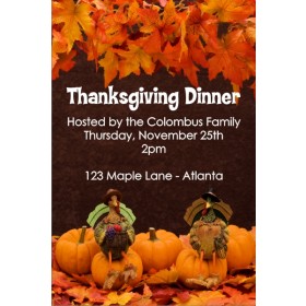 Two Turkeys Thanksgiving Fall Autumn Dinner Invitation