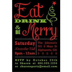 Eat Drink and Be Merry Christmas Holiday Party Invitation