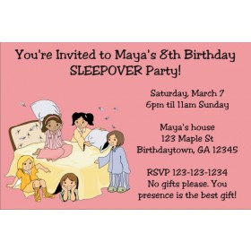 Slumber Party / Sleepover Invitation - Choose a background color