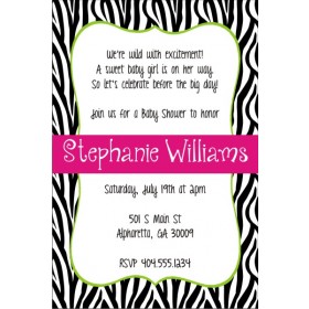 Quirky Zebra Stripe Print Invitation - ANY COLOR