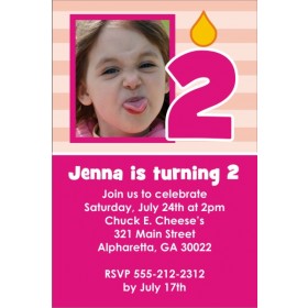 Photo Invitation 31 - Make a Birthday Wish Pink