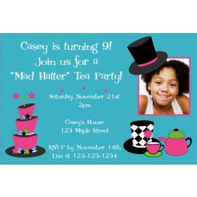 Mad Hatter Tea Party Photo Invitation