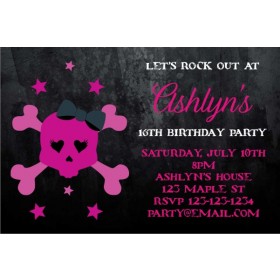 Pink Skull Grunge Gothic Emo Punk Invitation