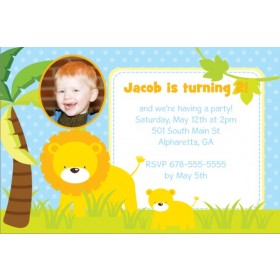 Jungle Fun Photo Invitation  - Lion and Cub