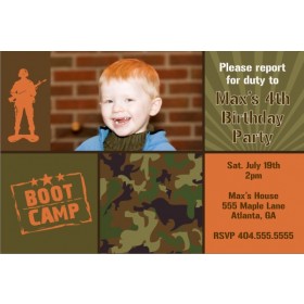 Army Military Boot Camp Photo Birthday Invitation