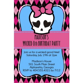 Monster High Inspired Girly Skull Invitation