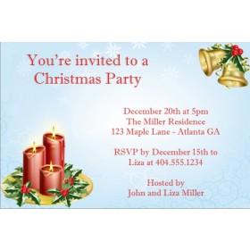 Christmas Candles Holiday Card Party Invitation