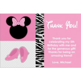 Pretty in Pink Mouse Thank You Card (Similar to Minnie Mouse)