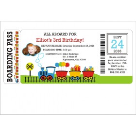 Choo Choo Train Boarding Pass Invitation - Die Cut