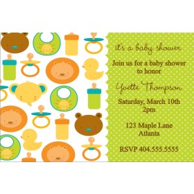 Baby Icons Baby Shower Invitation