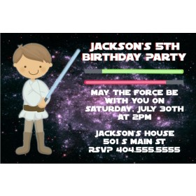 Star Wars Inspired Jedi Invitation - Light Brown Hair