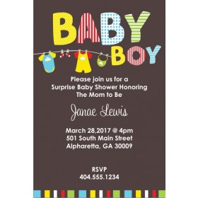 Baby Boy Clothes Baby Shower Invitation