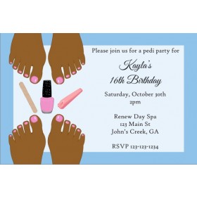 Pedicure Party Invitation - Brown Skin