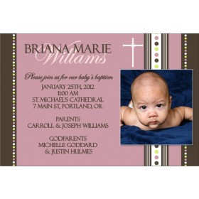 Communion / Baptism Photo Invitation 6 - Pink