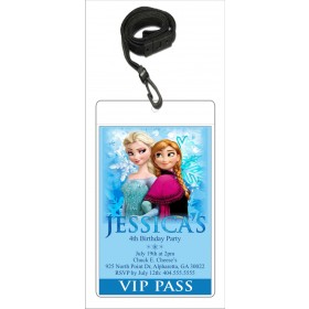 Frozen Elsa and Anna VIP Pass Invitation with Lanyard