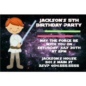 Star Wars Inspired Jedi Invitation -Red Hair