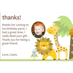 Jungle Safari Thank You Cards - Giraffe, Lion, Bird