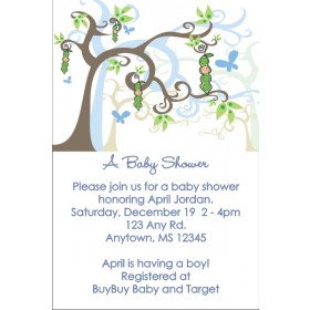 Peas in a Pod Baby Shower Invitations - Blue