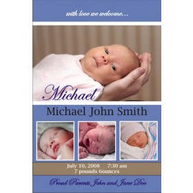 Newborn Baby Birth Announcement (blue)