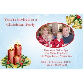 Christmas Candles Holiday Card Party Invitation - PHOTO