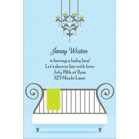 Cute Crib Baby Shower Invitation - Blue