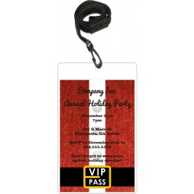 Santa Christmas Holiday VIP Pass Invitation with Lanyard (Choose Color)