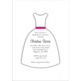 Wedding Dress Die Cut Bridal Shower Invitation