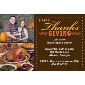 Thanksgiving Fall Autumn Photo Card Invitation - 2 Photos